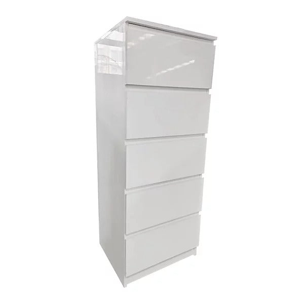 White Gloss Deep Drawer Chest of Drawers (5 Drawers)