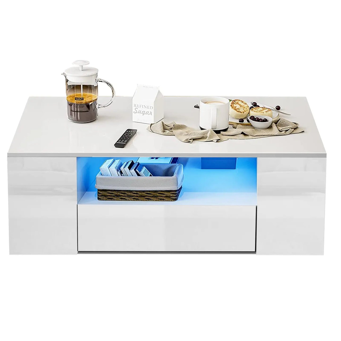 White High Gloss Coffee Table with Led Lights