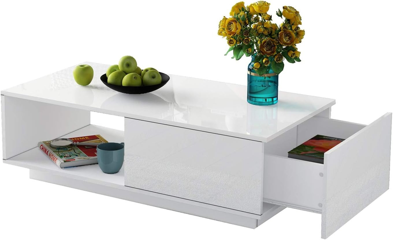 White High Gloss Coffee Table with LED lights
