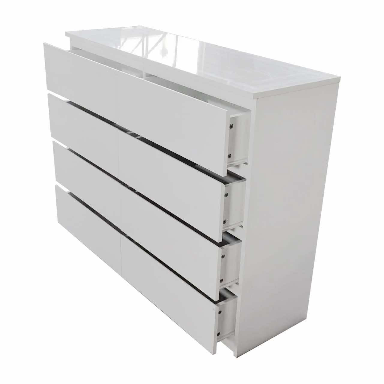 White Gloss Deep Drawer Chest of Drawers (8 Drawers)
