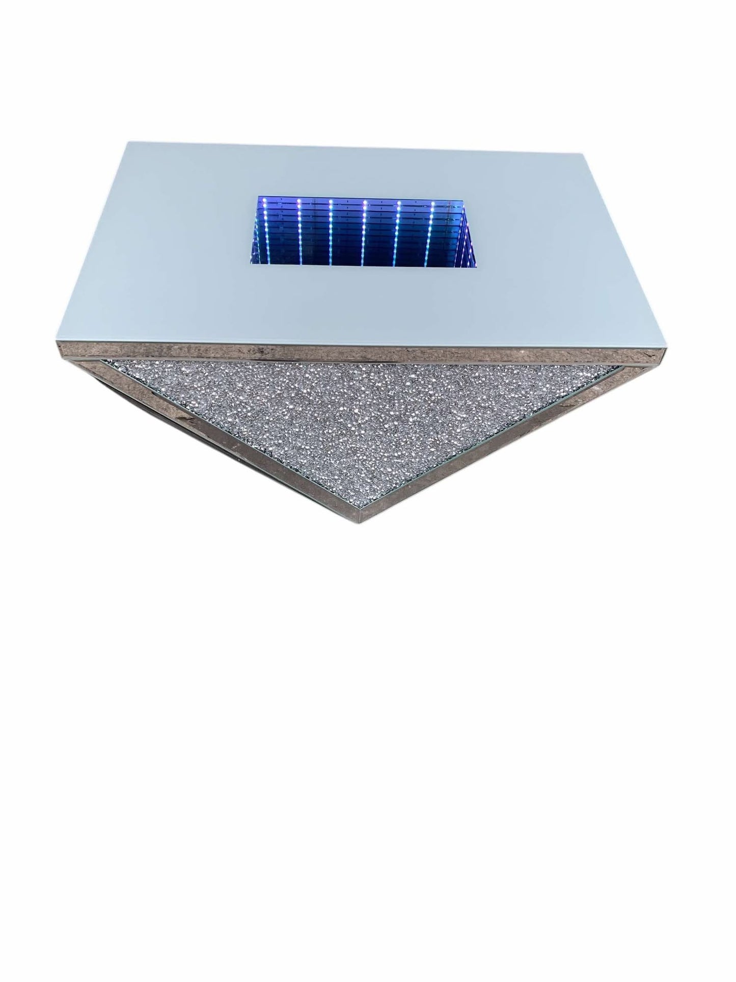 Diamond Crush Mirrored Coffee Table with LED lights