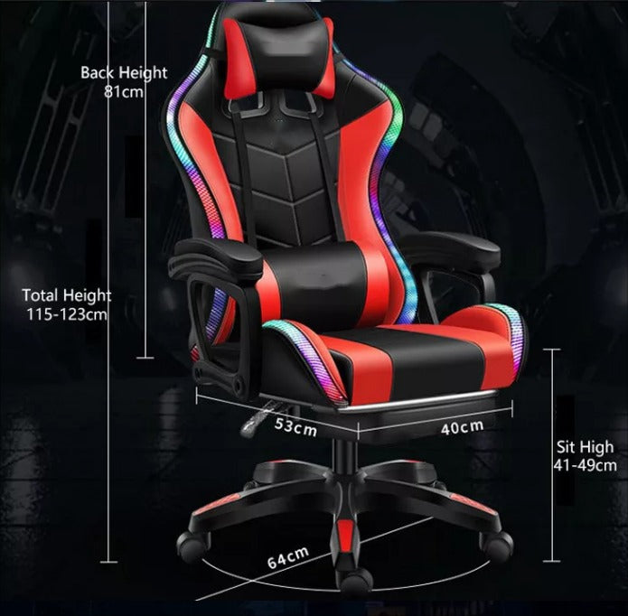 Gaming Chair Black and Red with LED Lights