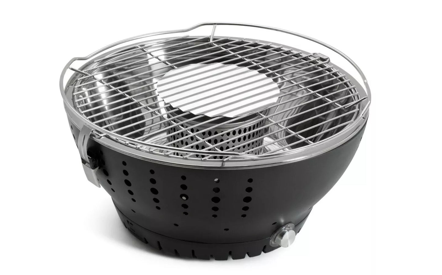 38cm Portable Charcoal BBQ with Built in Fan - Camping Garden Table Top Beach