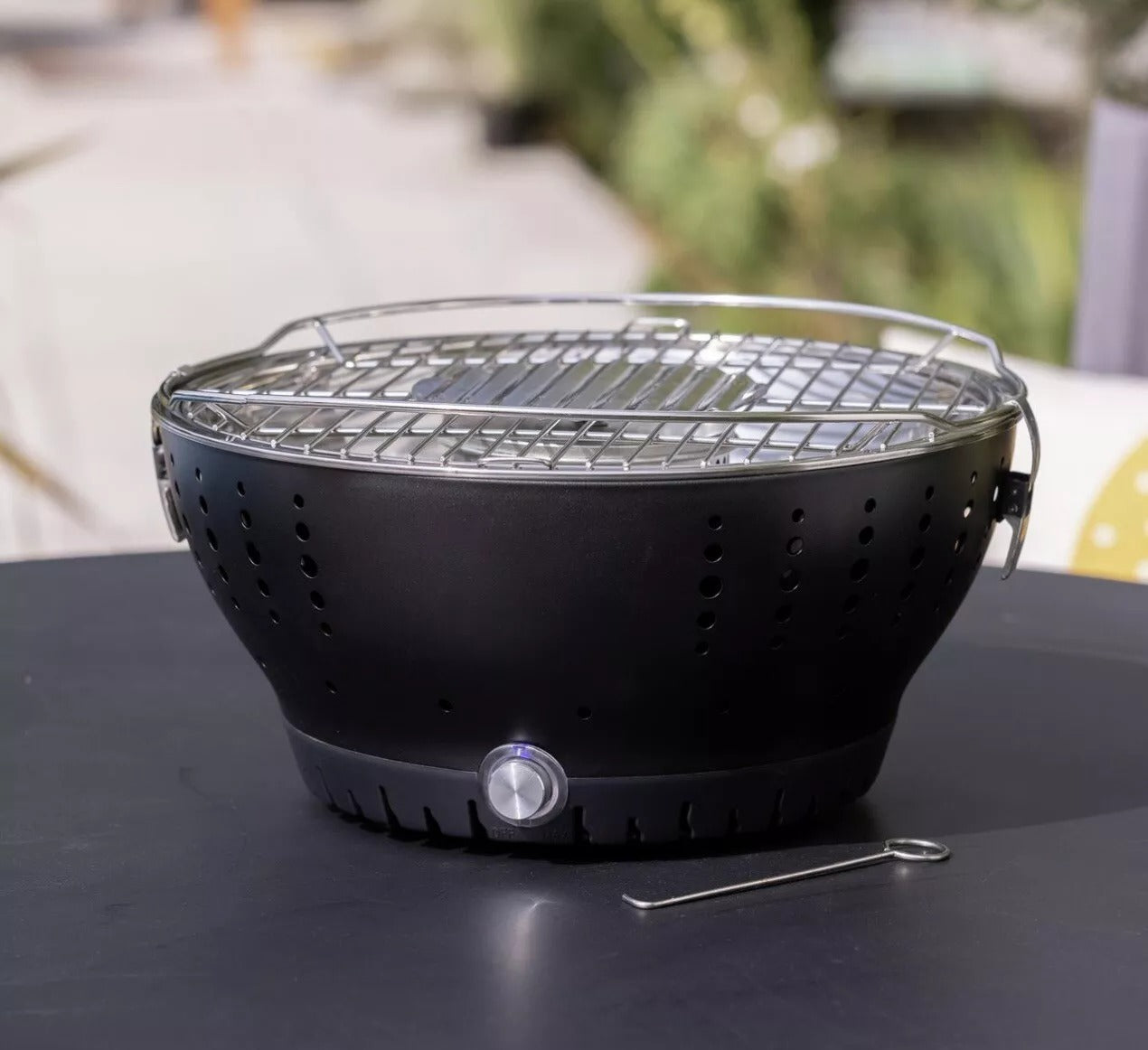 38cm Portable Charcoal BBQ with Built in Fan - Camping Garden Table Top Beach