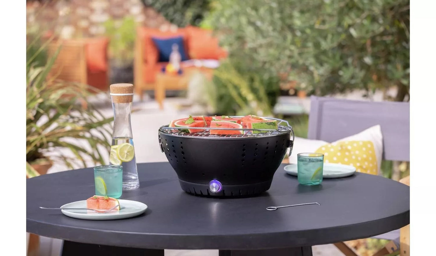 38cm Portable Charcoal BBQ with Built in Fan - Camping Garden Table Top Beach