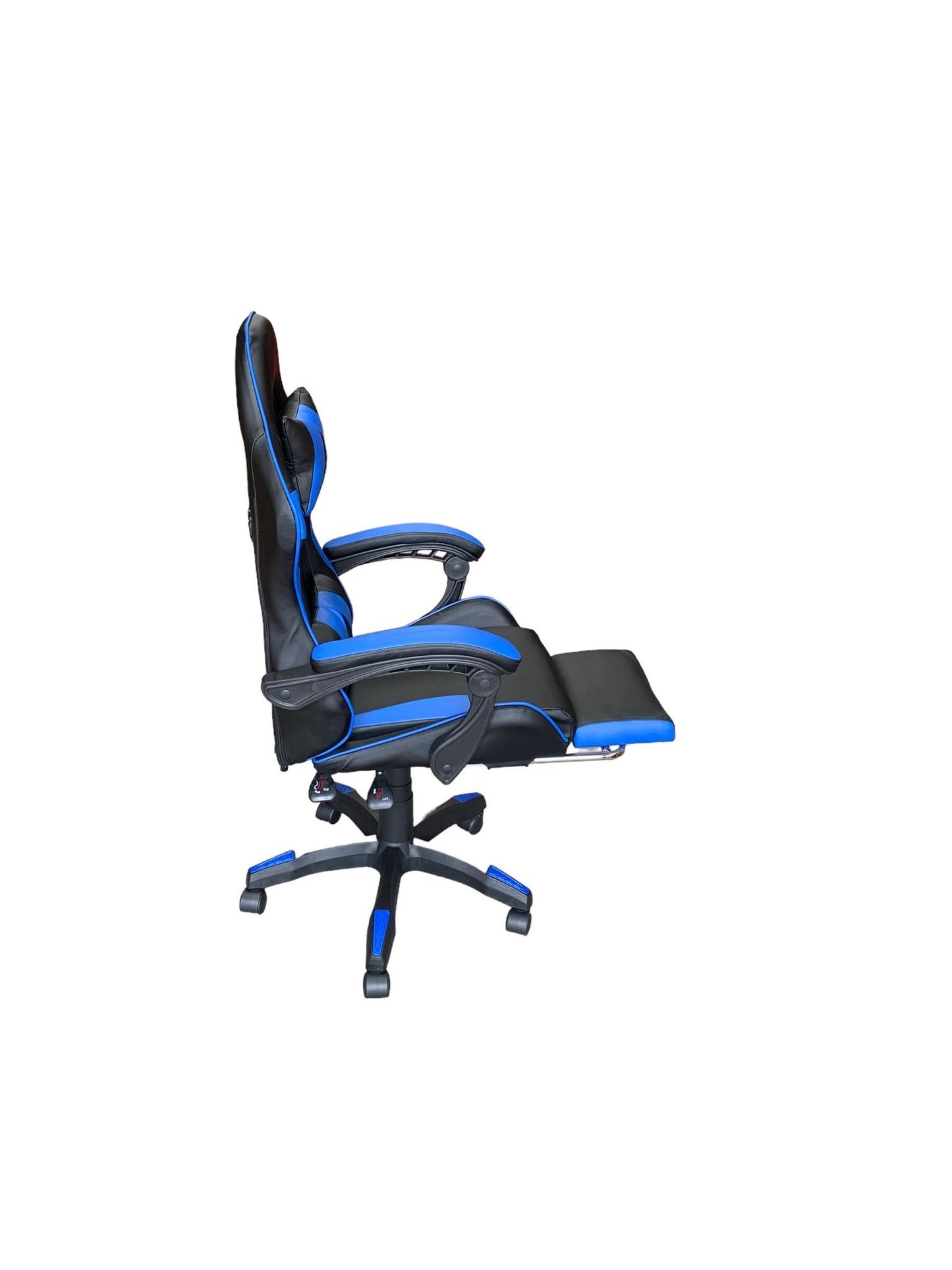 Gaming Chair Black and Blue with Foot Rest
