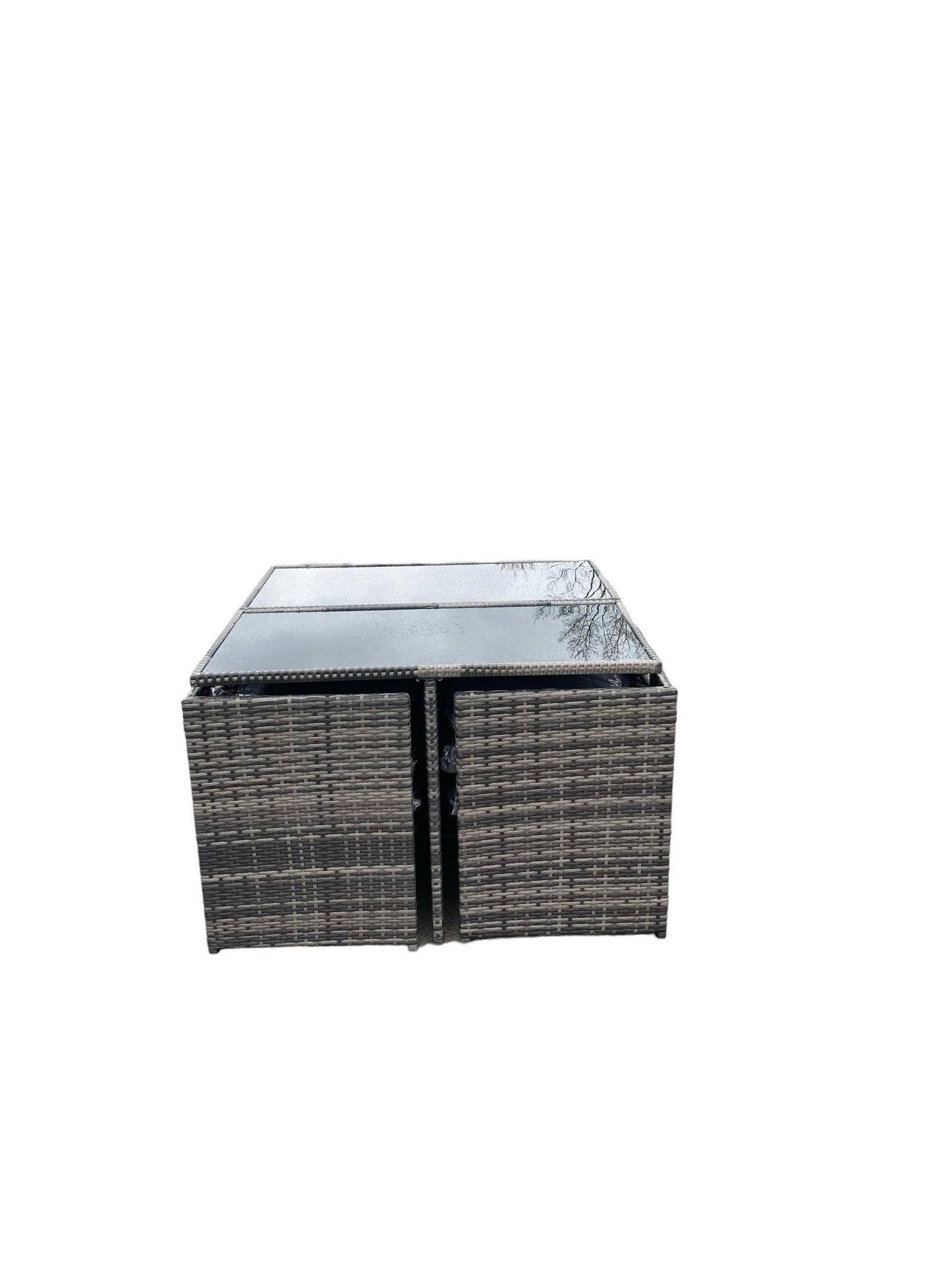 Grey Cube Garden Furniture Set Outdoor 9 pieces + Rain Cover