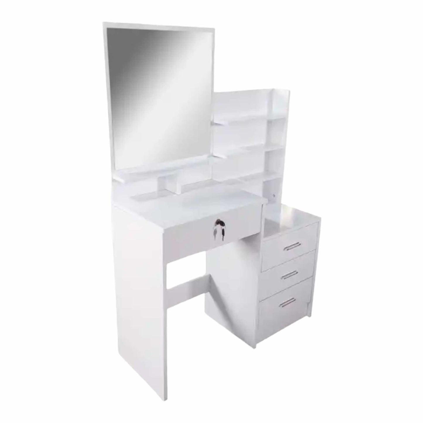 White Gloss Dressing Table With LED light Bulbs and Stool