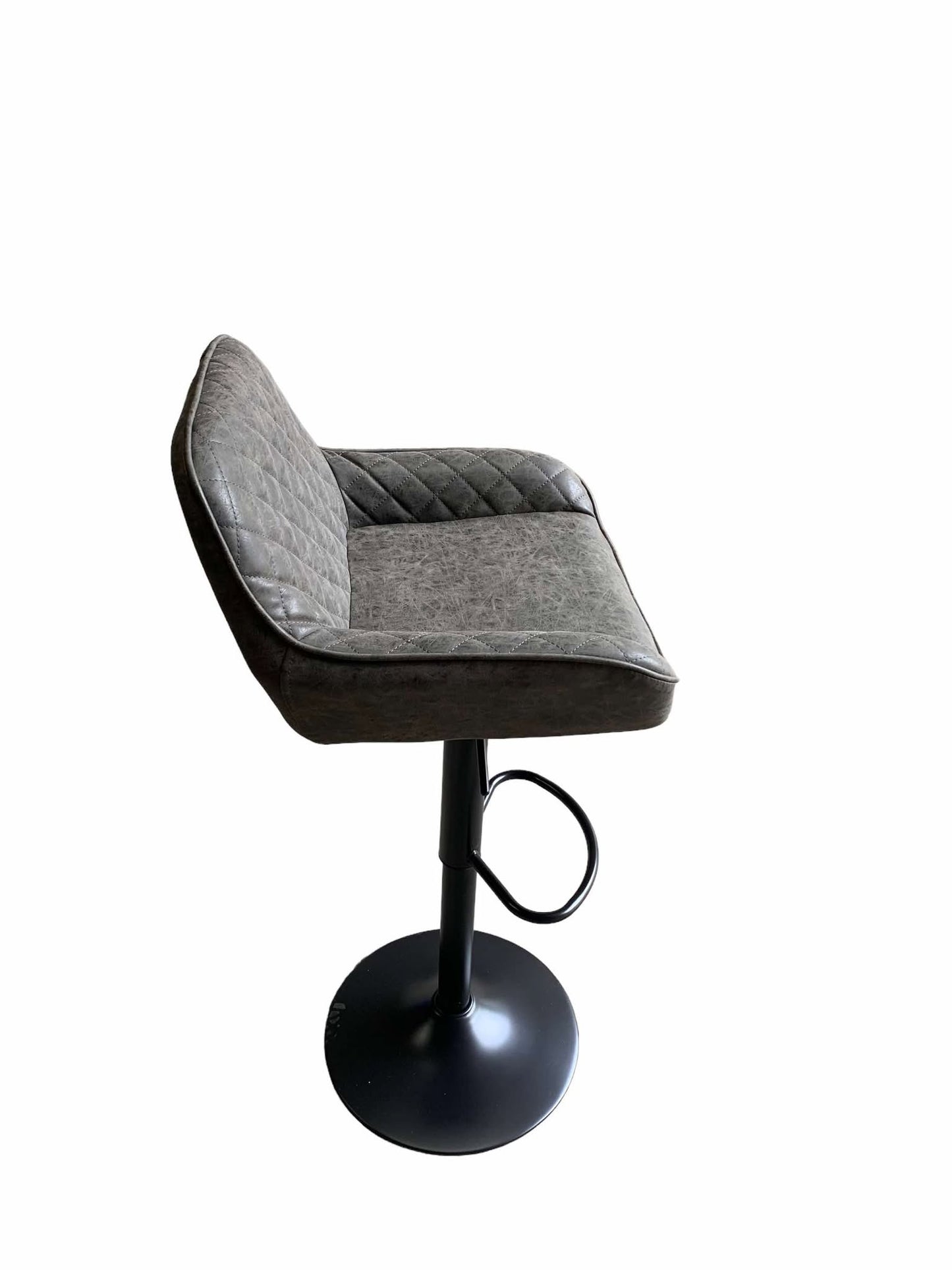 Pair of Grey Vintage Leather Bar Stools Breakfast Stools