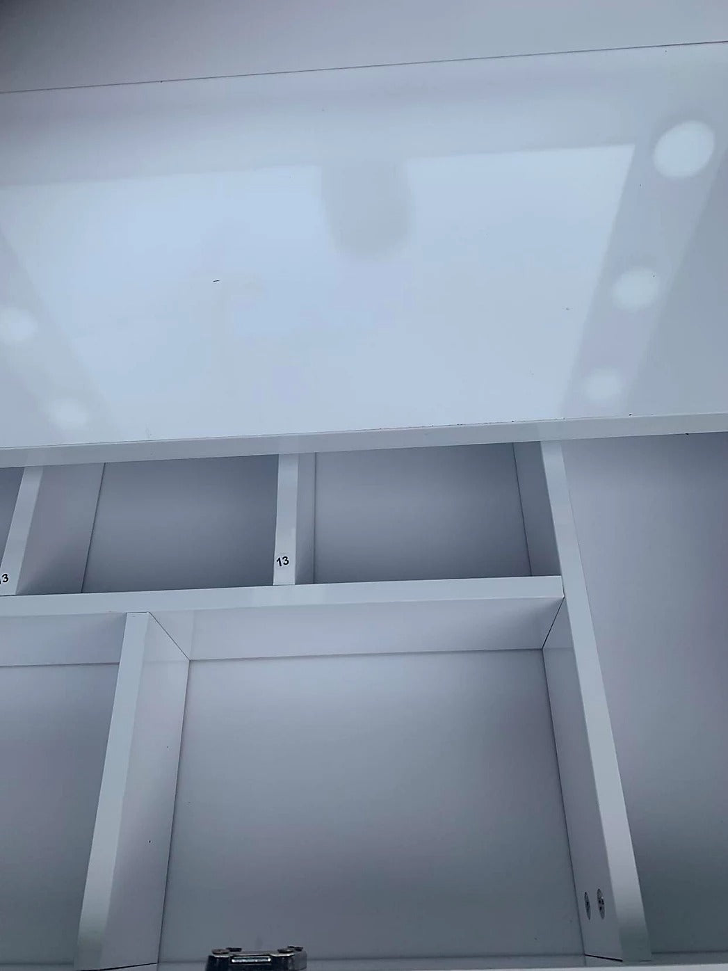 Light Grey Gloss Dressing Table With LED light Bulbs and Stool