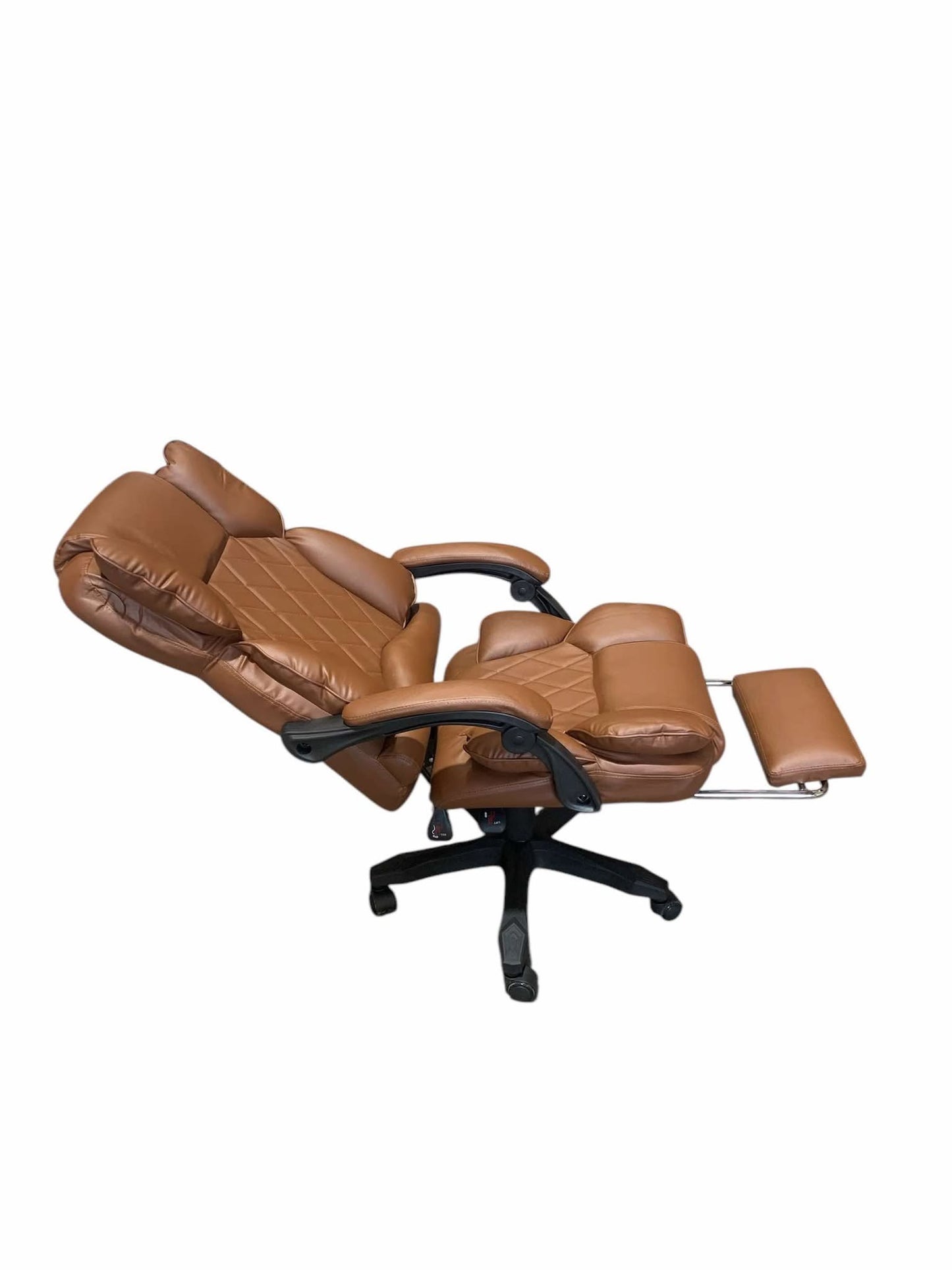 Brown Executive Leather Office Chair Diamond Stitches