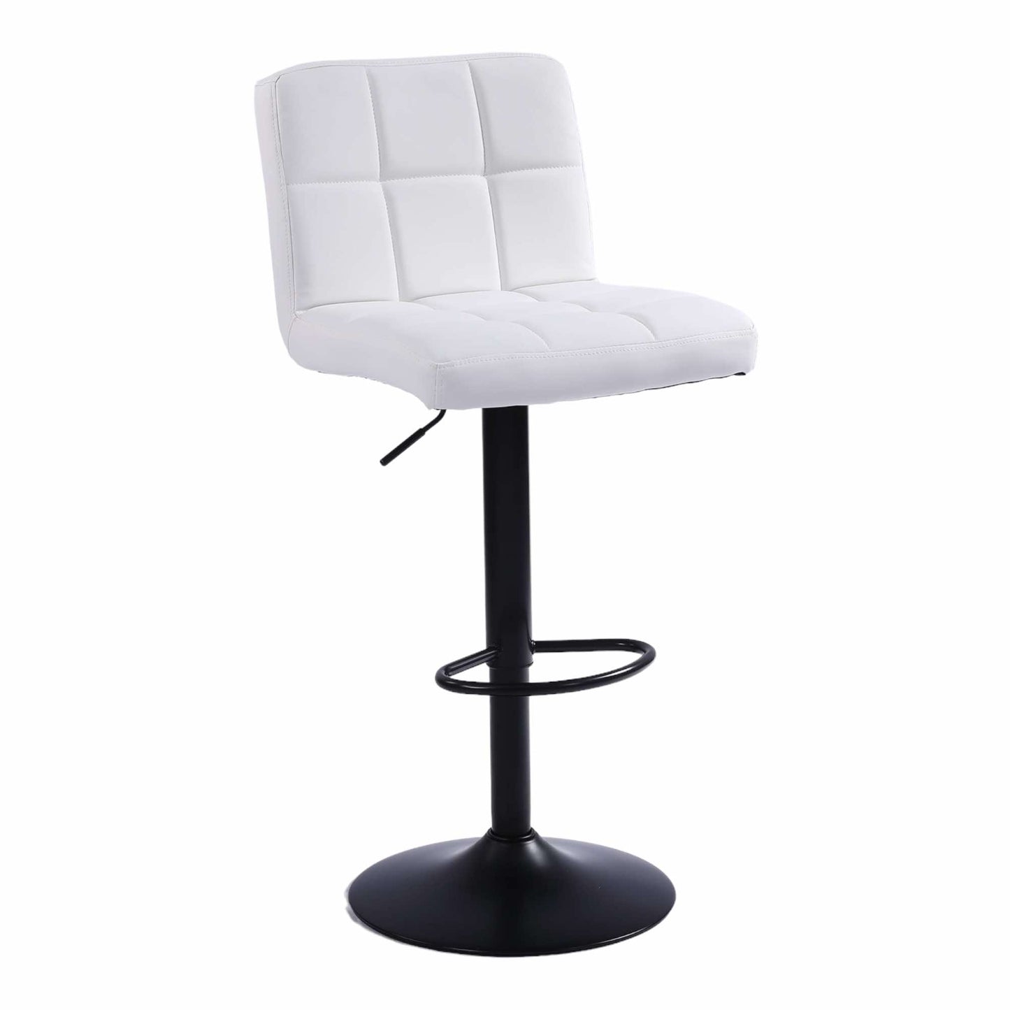 Pair of Bar Stools PU leather white with Black Base