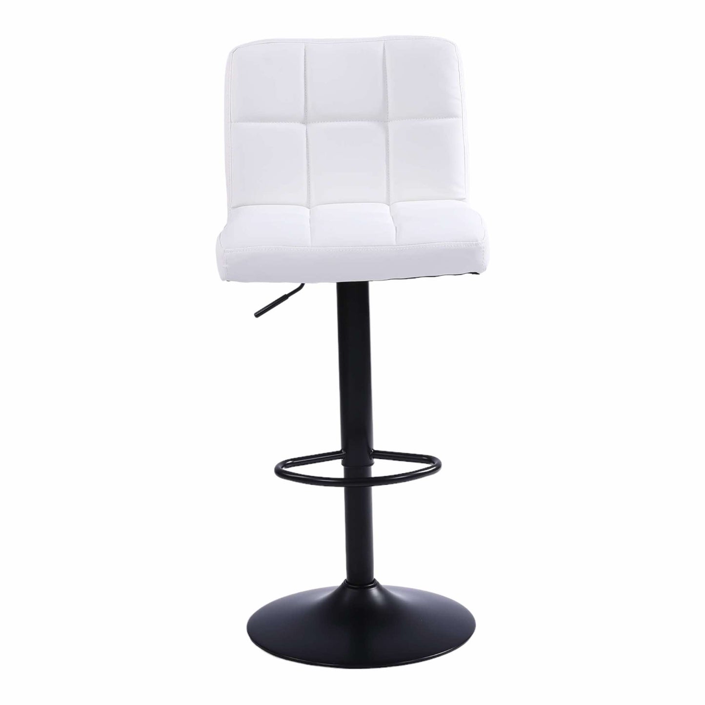 Pair of Bar Stools PU leather white with Black Base
