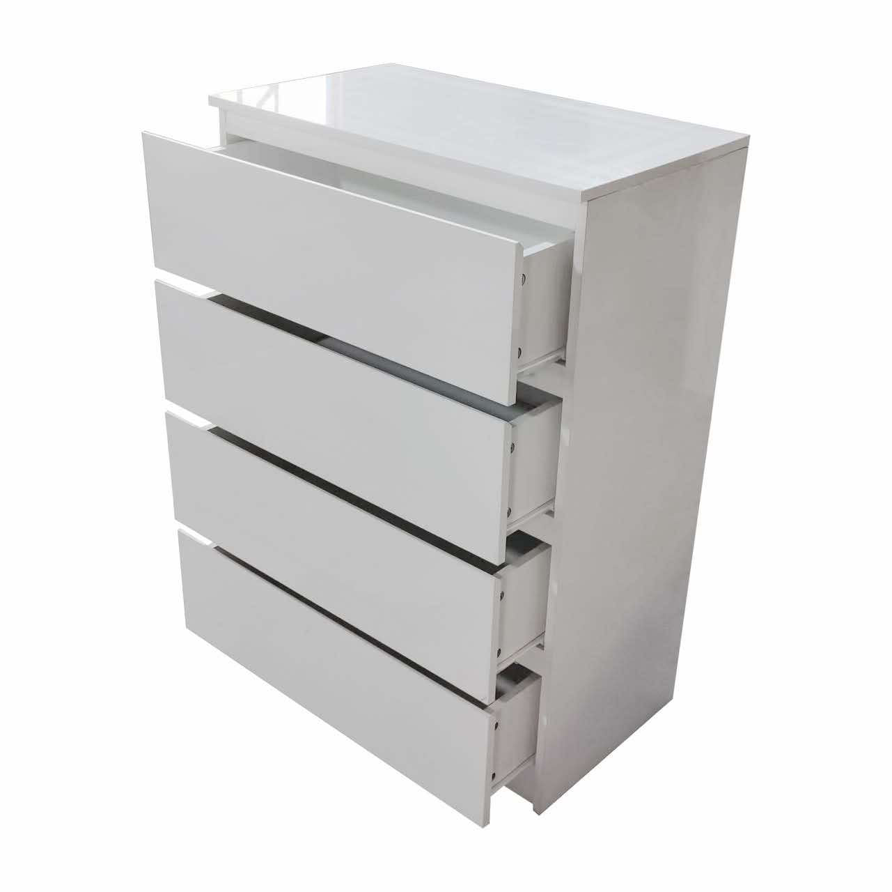 Deep Drawer Side View White Gloss Deep Drawer Chest of Drawers (4 Drawers) – Alpha Furniture