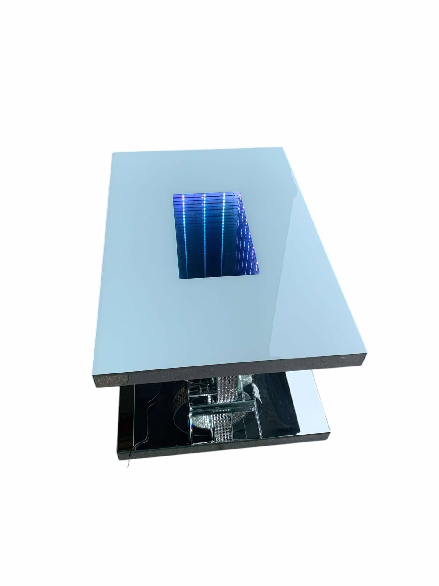 Diamond Crush Mirrored Coffee Table with LED lights