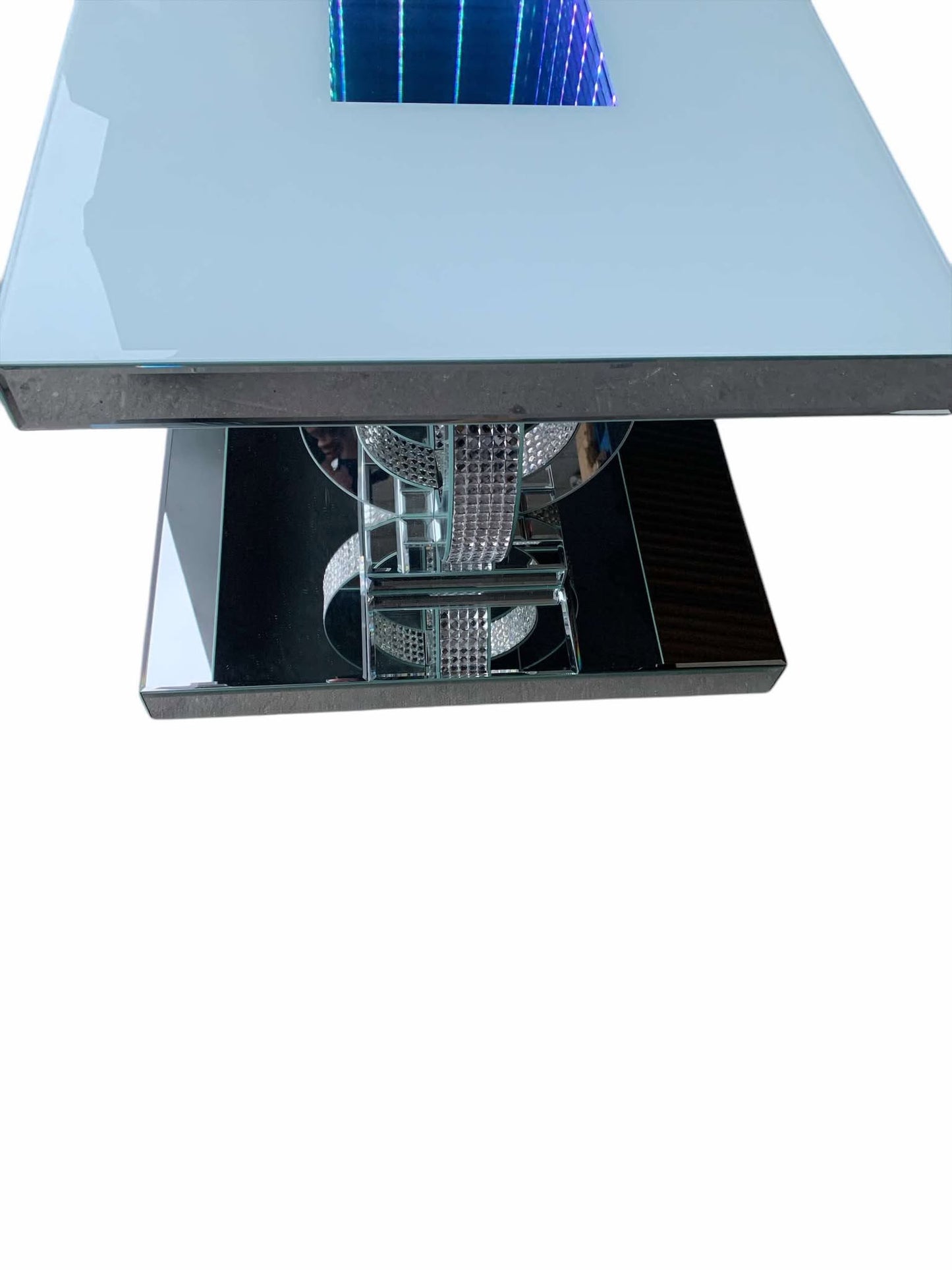 Diamond Crush Mirrored Coffee Table with LED lights