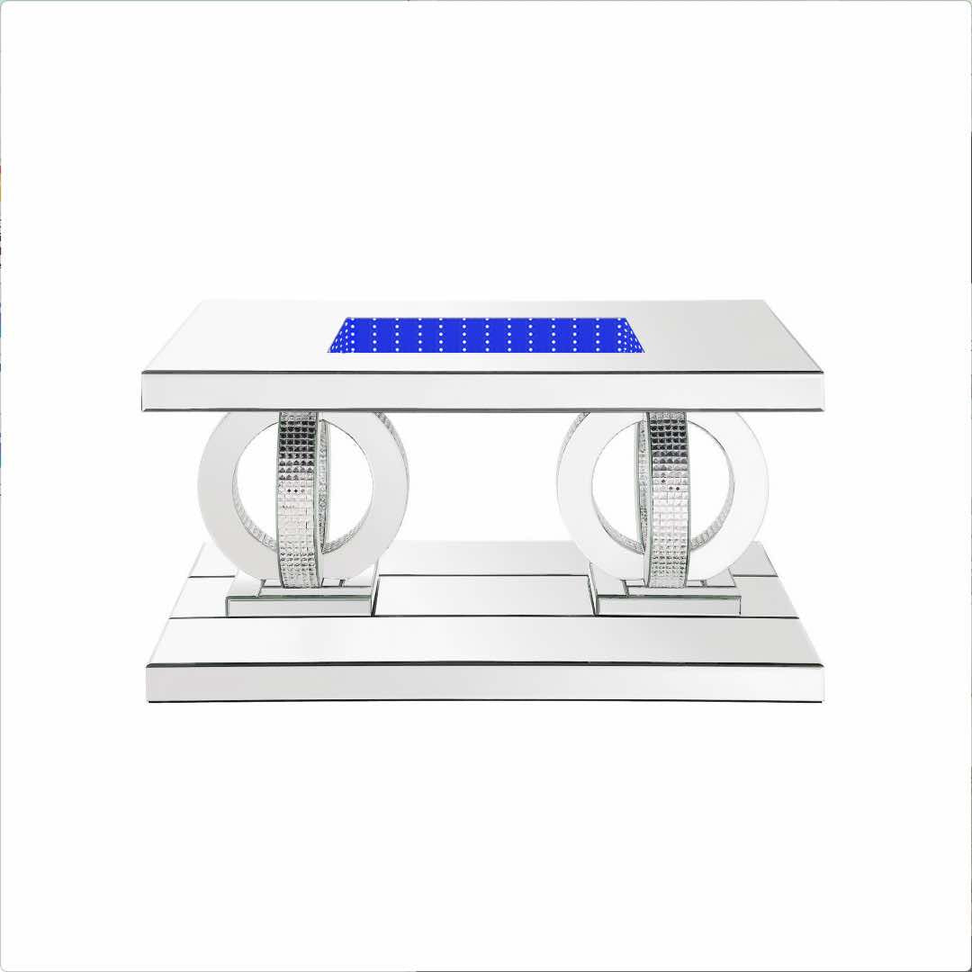 Diamond Crush Mirrored Coffee Table with LED lights