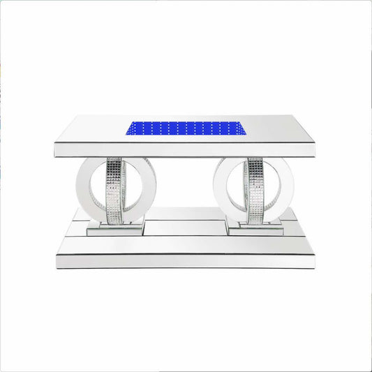 Diamond Crush Mirrored Coffee Table with LED lights