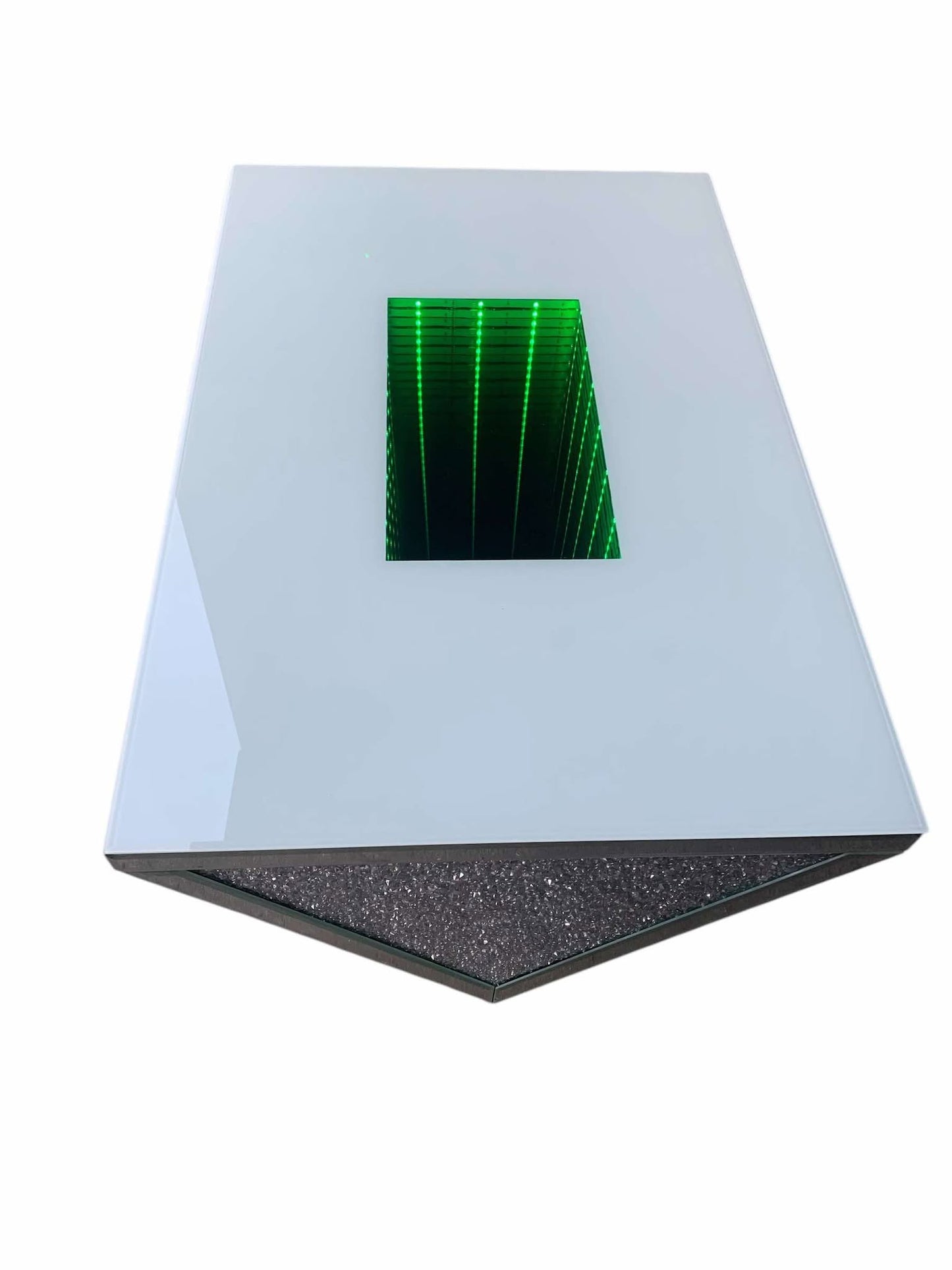 Diamond Crush Mirrored Coffee Table with LED lights