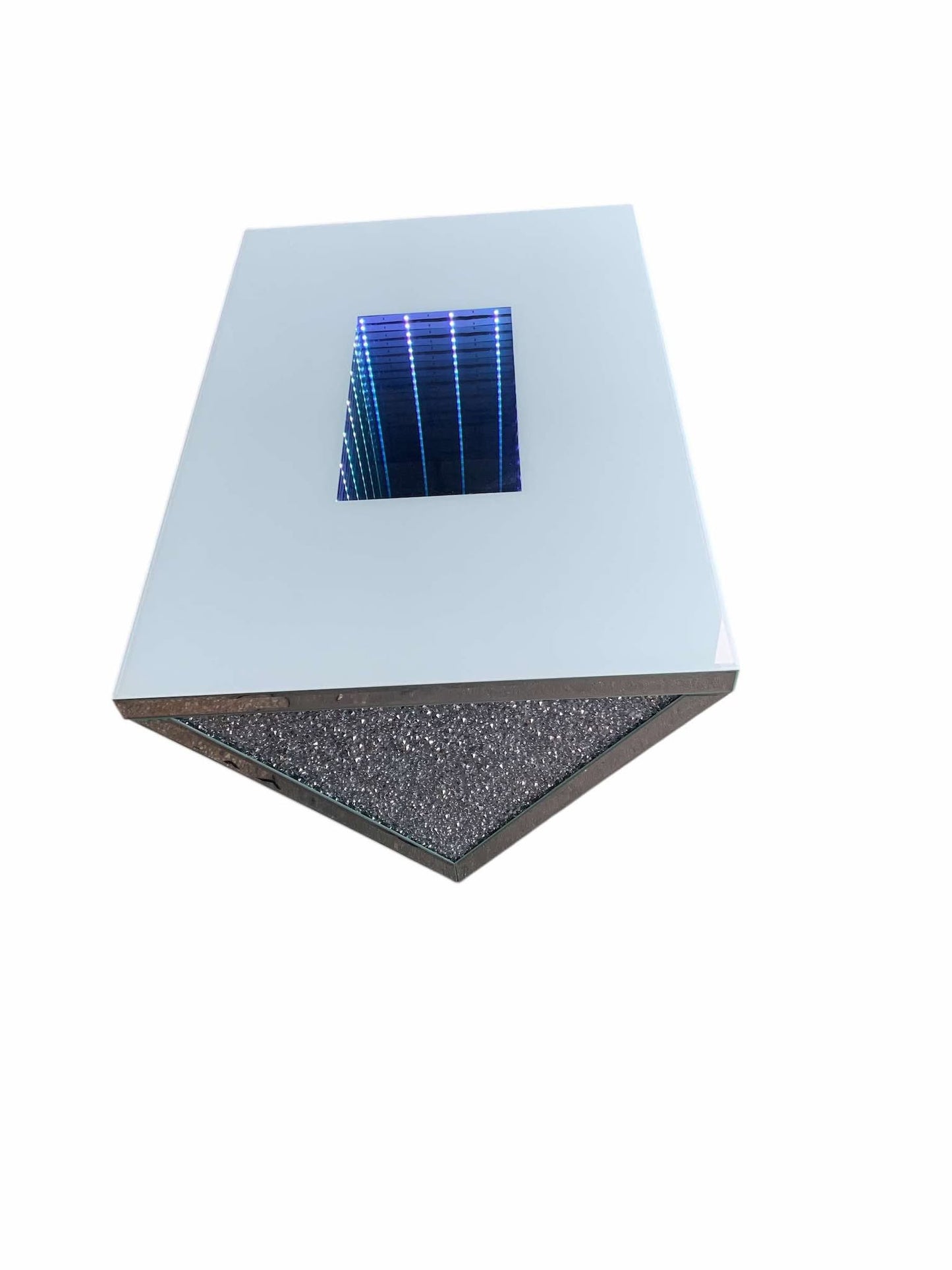 Diamond Crush Mirrored Coffee Table with LED lights