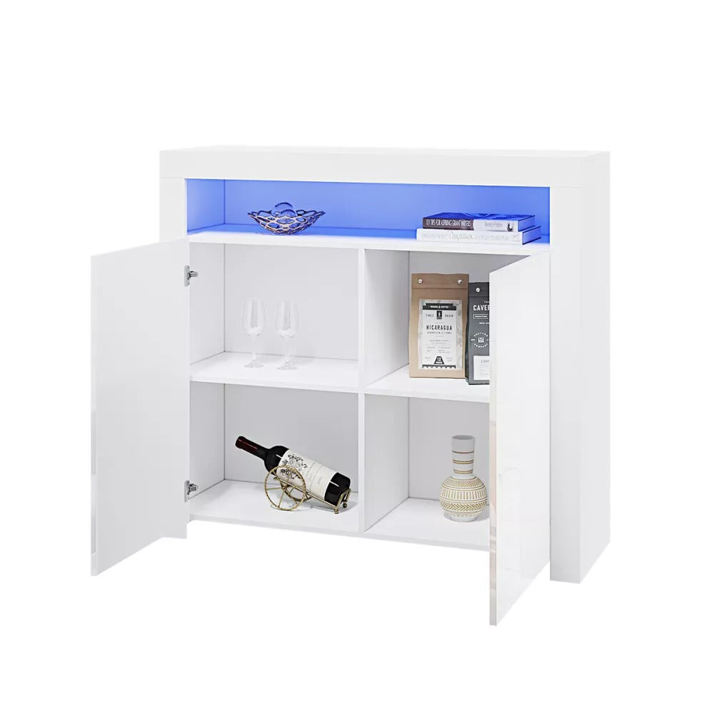 White High Gloss Sideboard, Storage Cabinet Double Doors